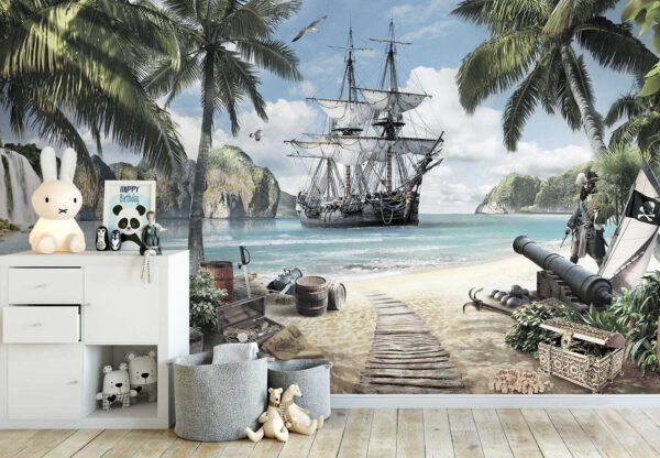 Navio pirata numa praia Navio pirata numa praia