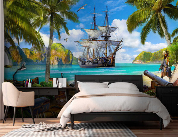 Navio pirata numa praia Navio pirata numa praia