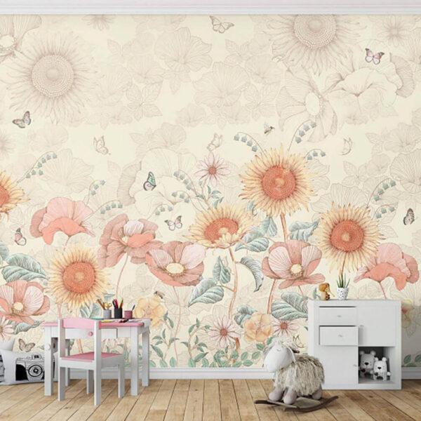 Papel de parede Papel de parede com flores e borboletas (REF: u62418) Papel de parede Papel de parede Papel de parede com flores e borboletas (REF: u62418)