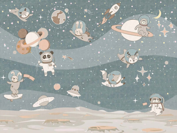 Cena espacial em desenho animado com planetas e estrelas Cena espacial em desenho animado com planetas e estrelas