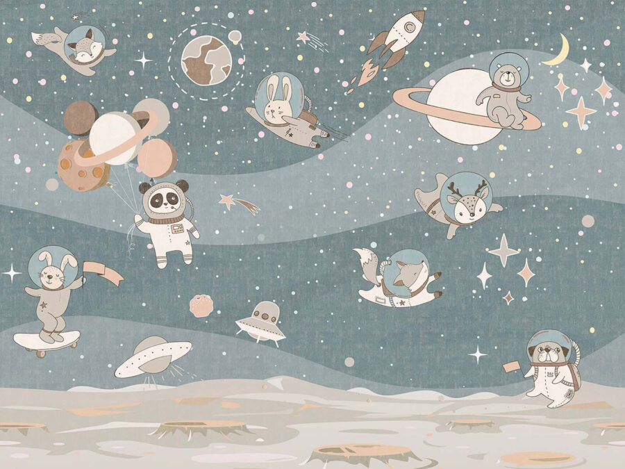 Cena espacial em desenho animado com planetas e estrelas