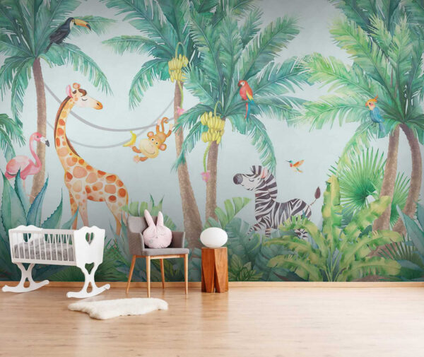 Girafa e zebra numa selva Girafa e zebra numa selva