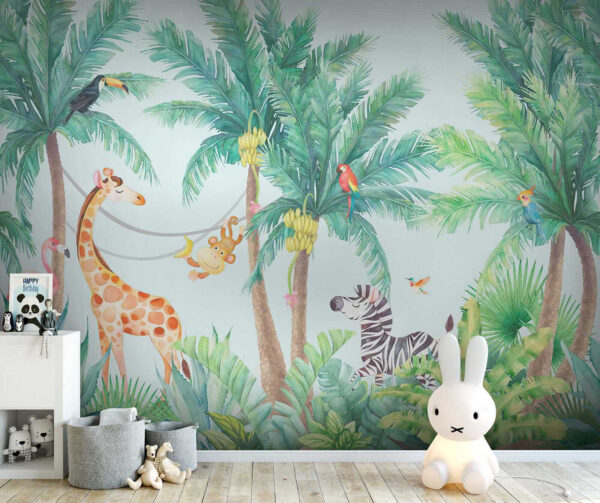Girafa e zebra numa selva Girafa e zebra numa selva