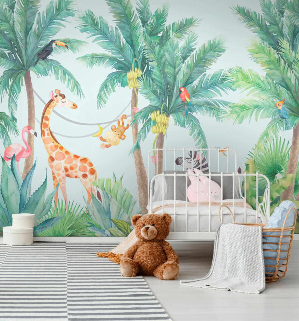 Girafa e zebra numa selva Girafa e zebra numa selva