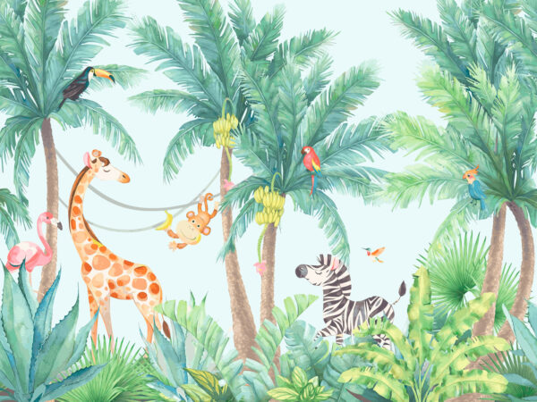 Girafa e zebra numa selva Girafa e zebra numa selva