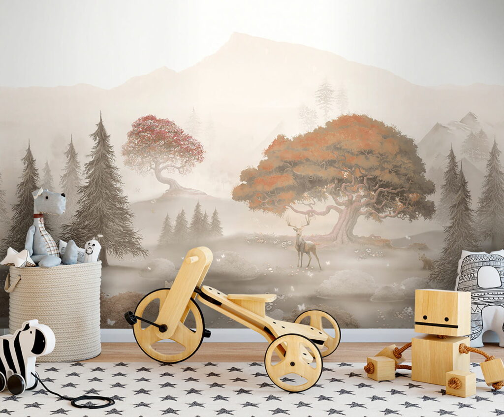 u62117pir2 1024x847 - Pintura de uma floresta com árvores e montanhas - tegory