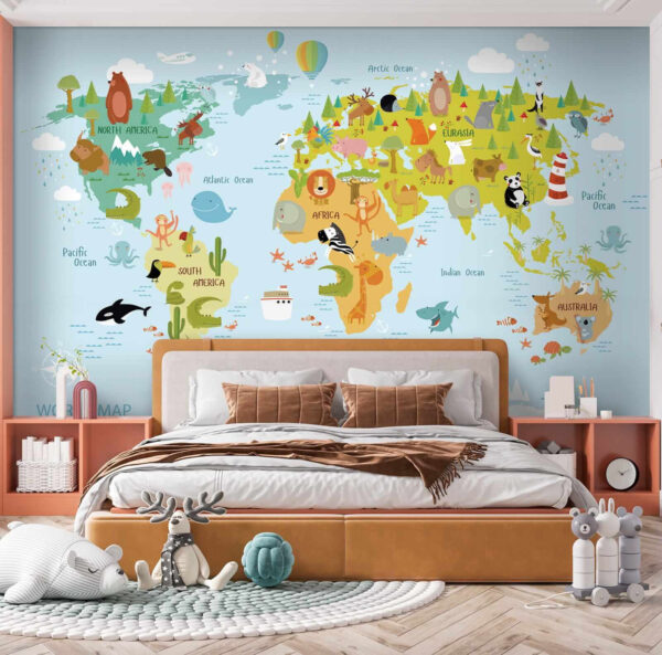 Mapa do mundo com animais Mapa do mundo com animais