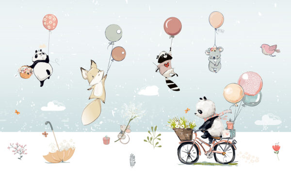 Desenho animado de animais numa bicicleta Desenho animado de animais numa bicicleta