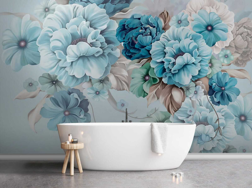 Soft blue floral arrangement in bloom Soft blue floral arrangement in bloom