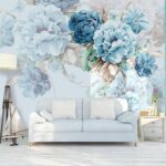 Papel de parede Arranjo floral azul suave em flor