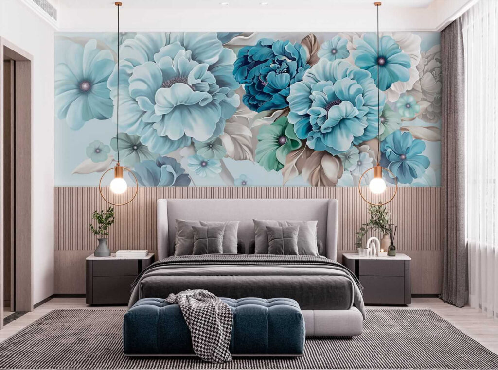 Soft blue floral arrangement in bloom Soft blue floral arrangement in bloom