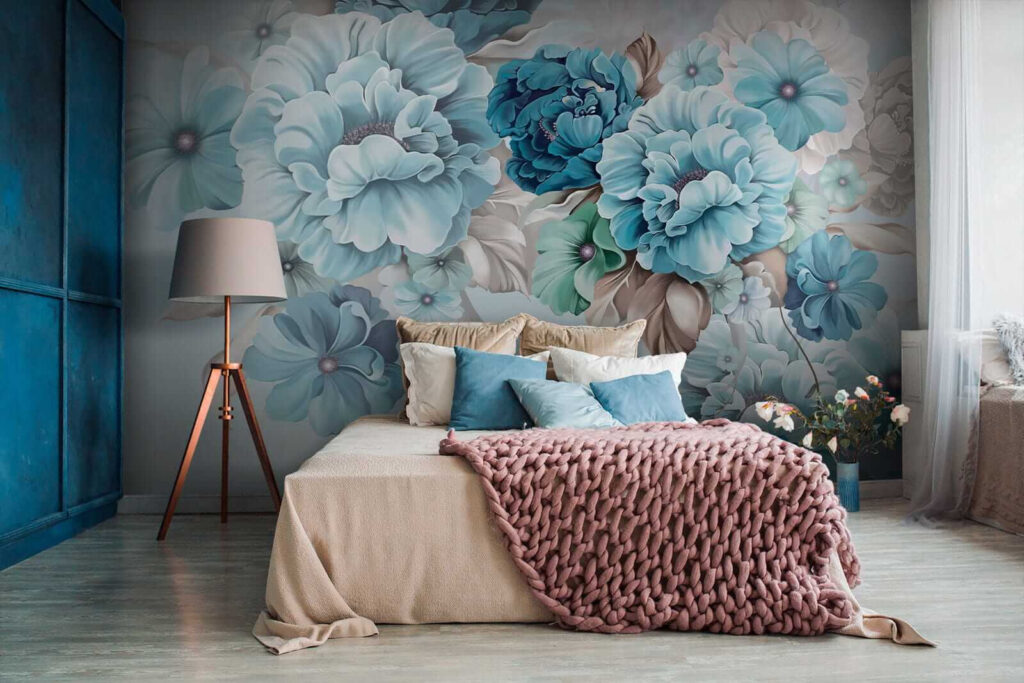 Soft blue floral arrangement in bloom Soft blue floral arrangement in bloom