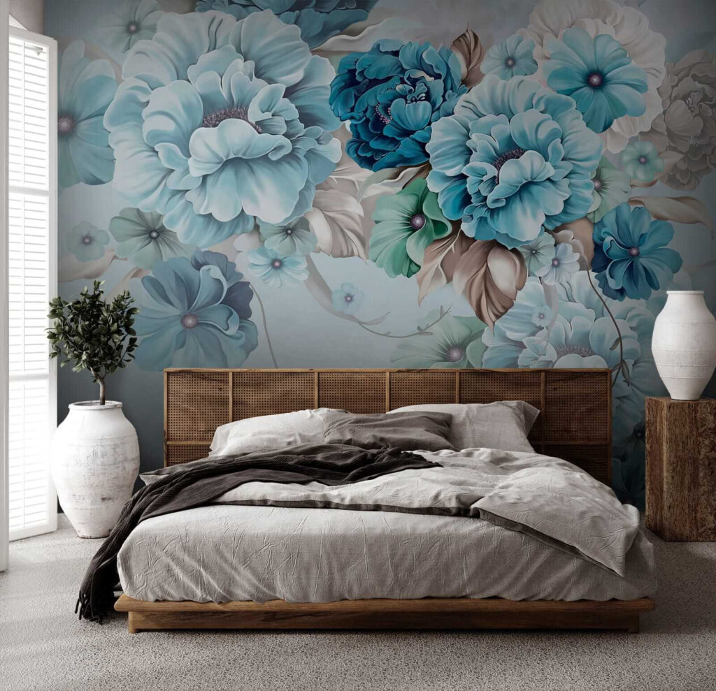 Soft blue floral arrangement in bloom Soft blue floral arrangement in bloom
