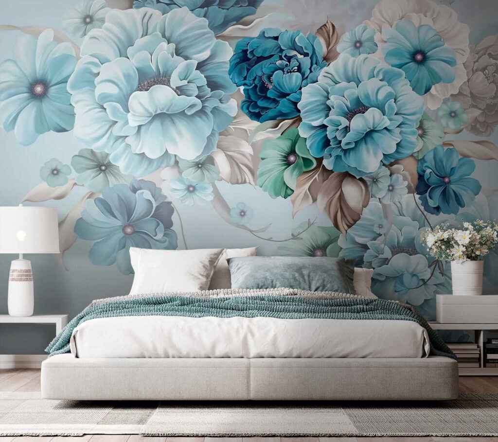 Soft blue floral arrangement in bloom Soft blue floral arrangement in bloom