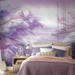 Papel de parede Nuvens roxas e cor-de-rosa e um céu roxo com nuvens