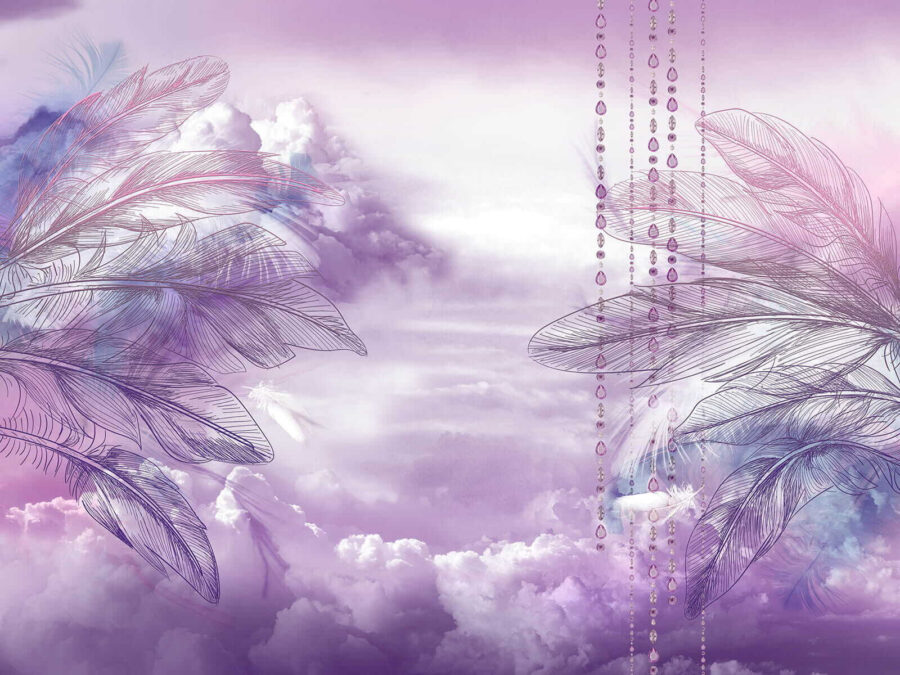 Nuvens roxas e cor-de-rosa e um céu roxo com nuvens