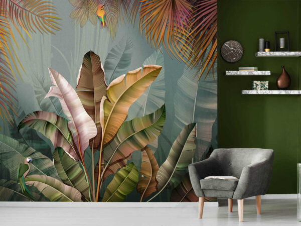 Papel de parede Folhagem tropical com cores vibrantes (REF: u59816) Papel de parede Papel de parede Folhagem tropical com cores vibrantes (REF: u59816)