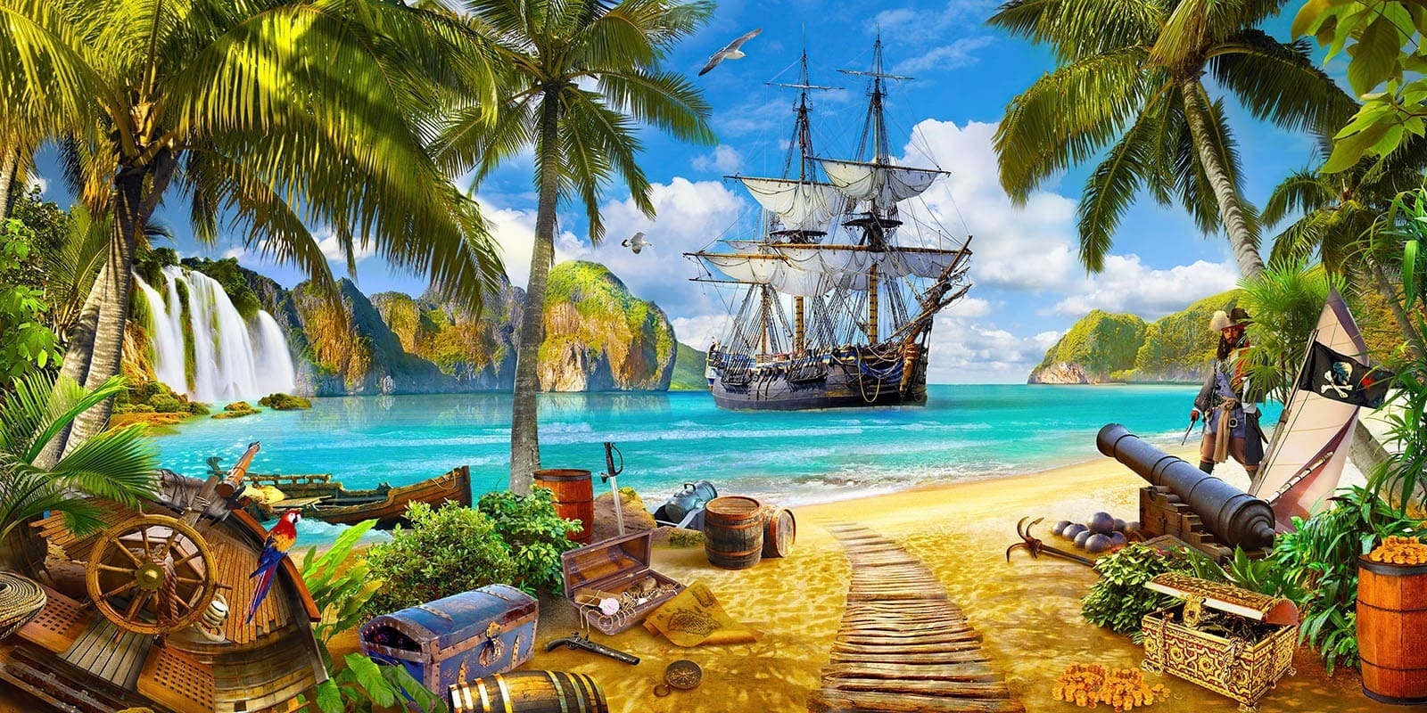 Pirate ship on a beach Pirate ship on a beach