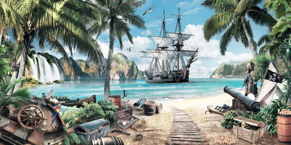 Pintura de um navio numa praia Pintura de um navio numa praia
