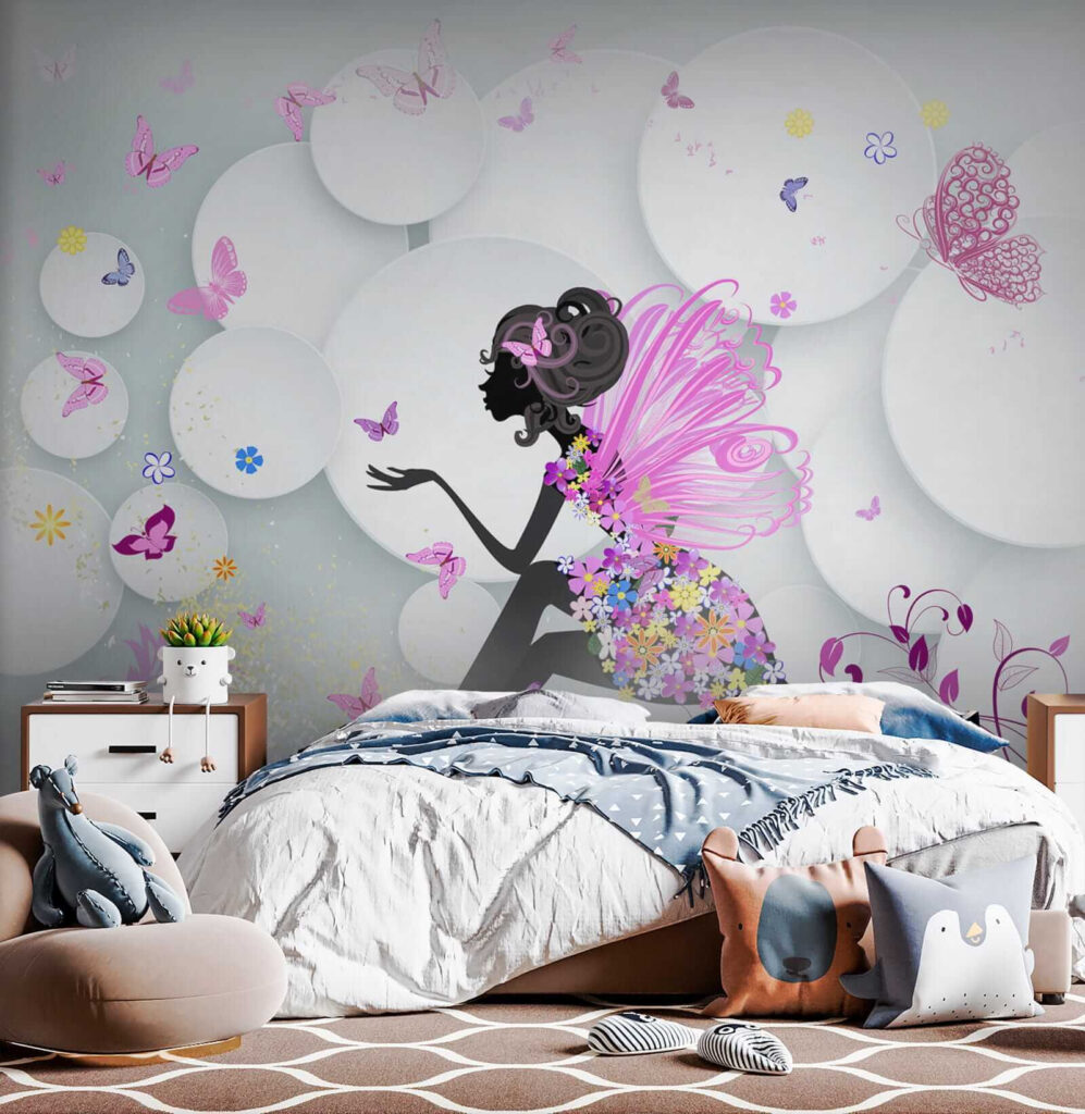 Woman in a dress with butterflies Woman in a dress with butterflies