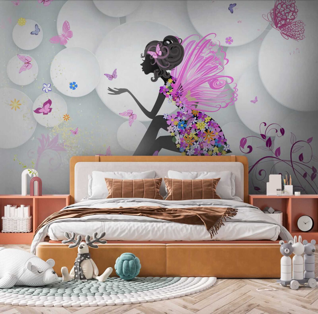 Woman in a dress with butterflies Woman in a dress with butterflies