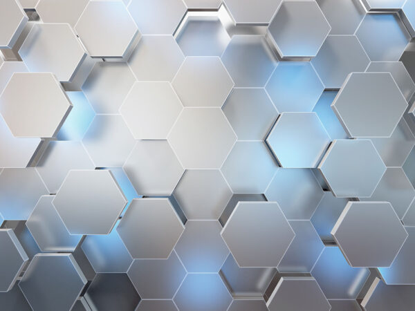 Hexágonos brancos com luzes azuis Hexágonos brancos com luzes azuis