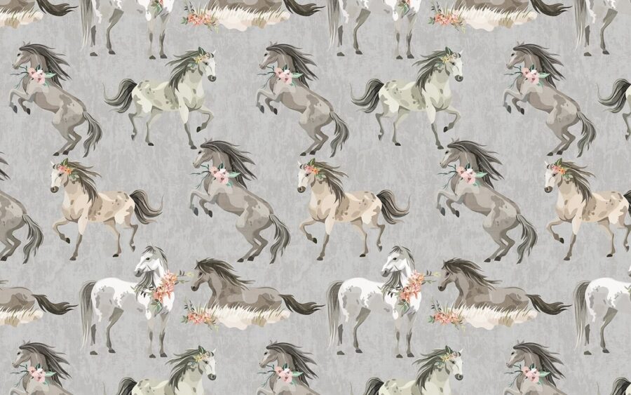 Padrão de cavalos com flores