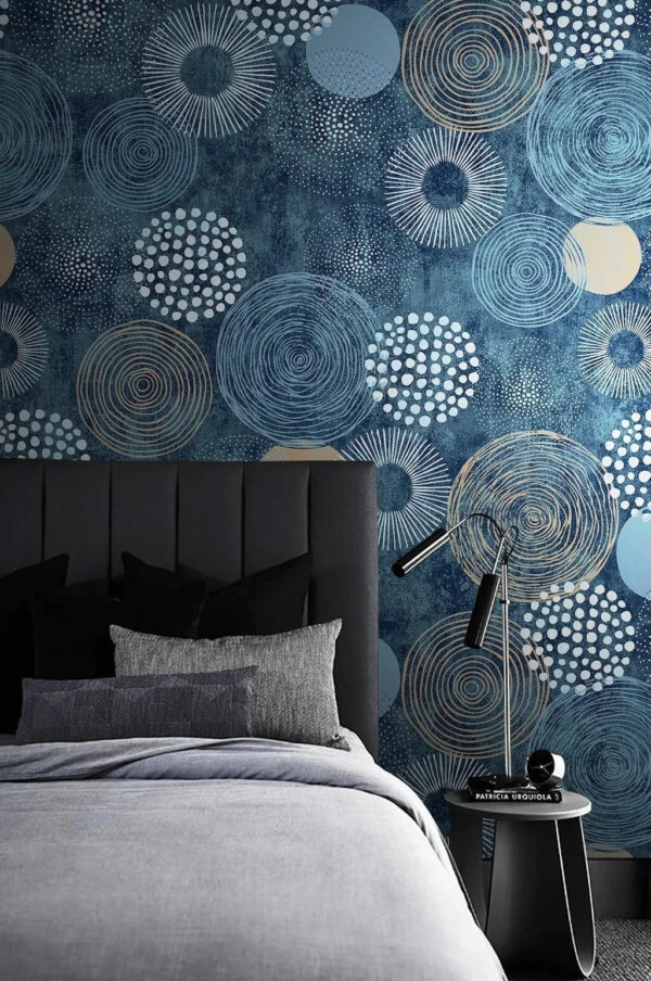 Padrão azul e branco com círculos Padrão azul e branco com círculos