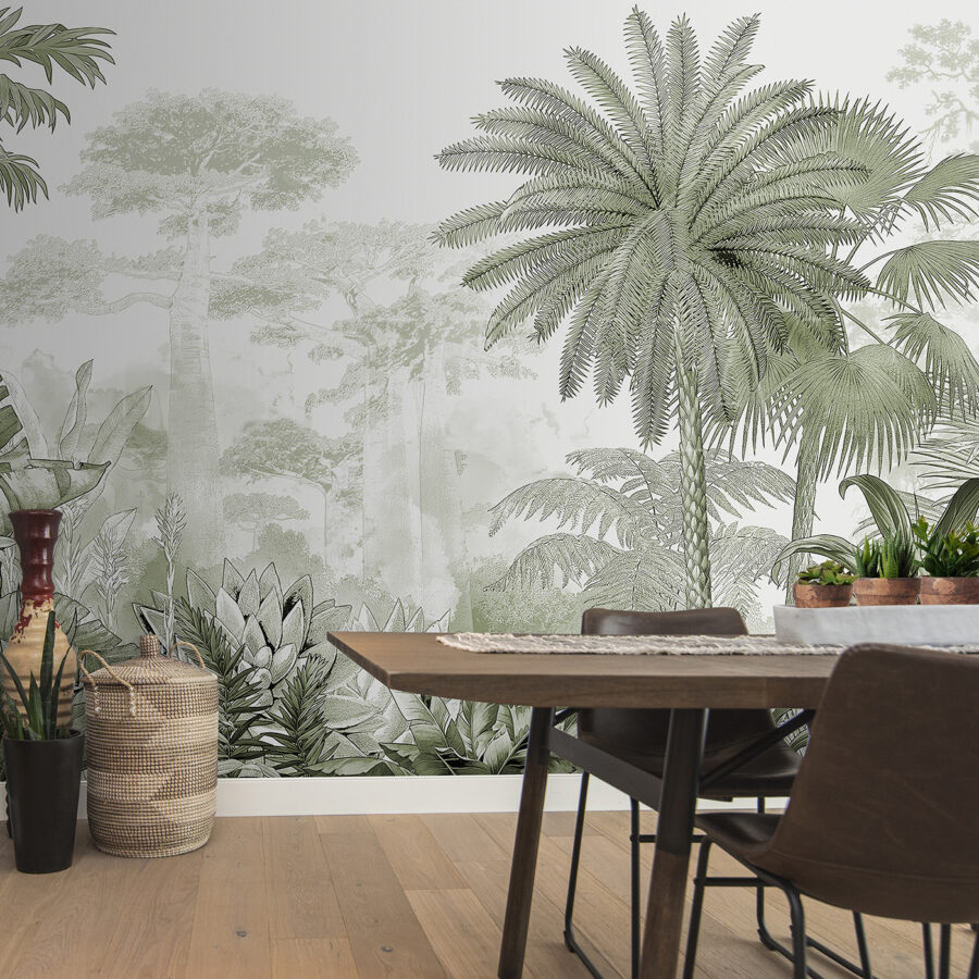 Um grupo de árvores e plantas