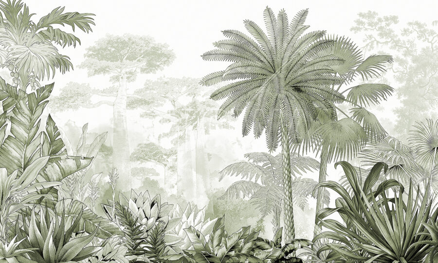 Um grupo de árvores e plantas