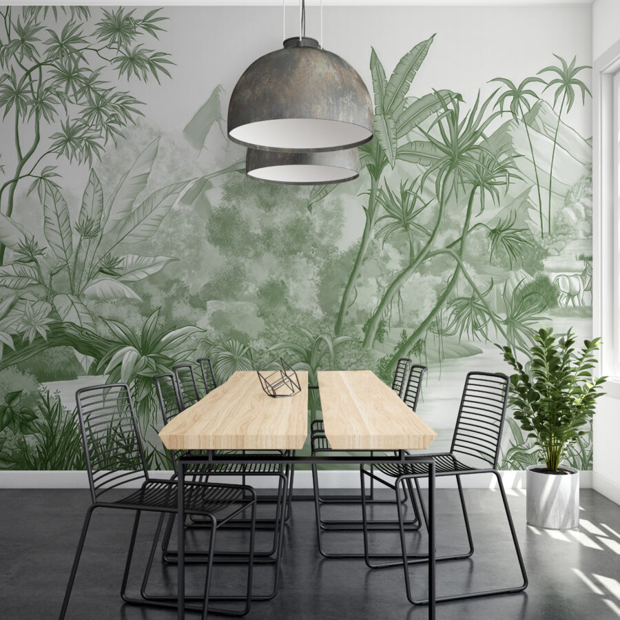 Papel de parede Um desenho de uma floresta