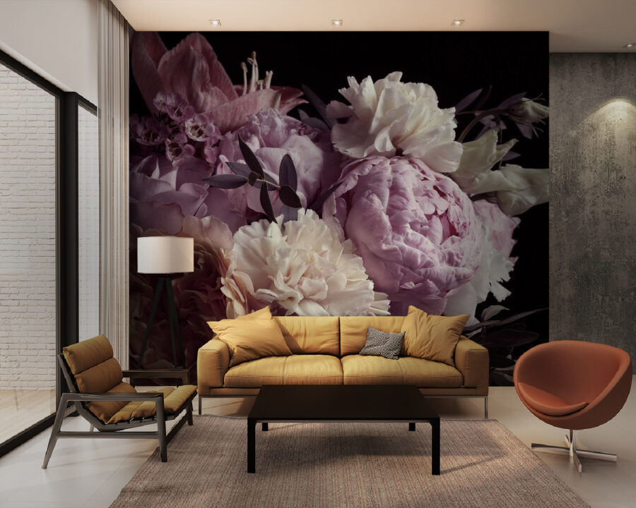 Flores delicadas em tons suaves.