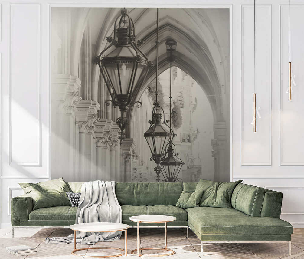 Row of lanterns on a building Row of lanterns on a building