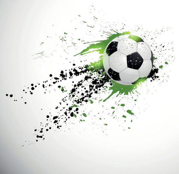 Football ball with splashes of paint Football ball with splashes of paint