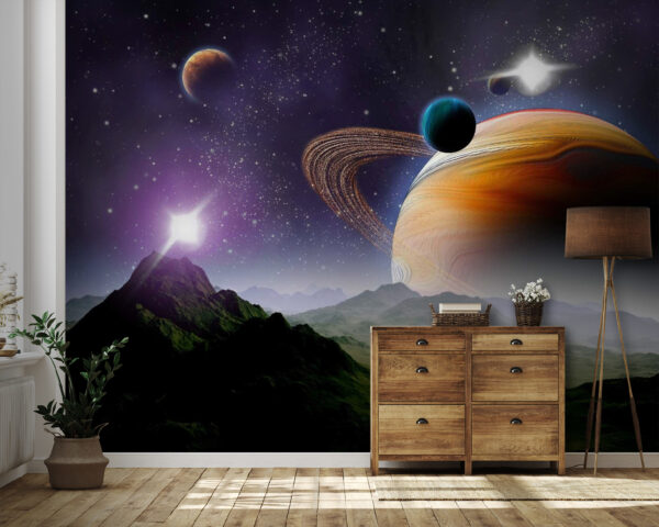 Planetas e estrelas no espaço Planetas e estrelas no espaço