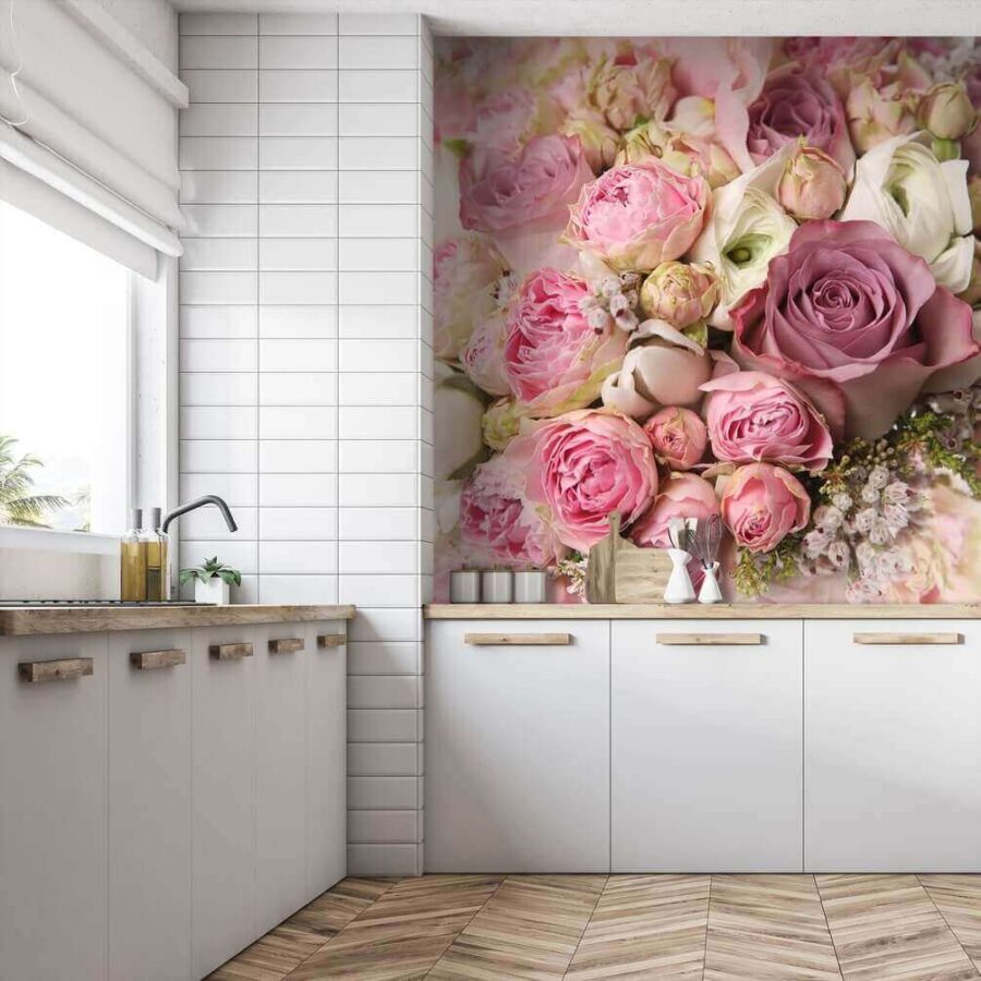 Bouquet de rosas brancas e cor-de-rosa