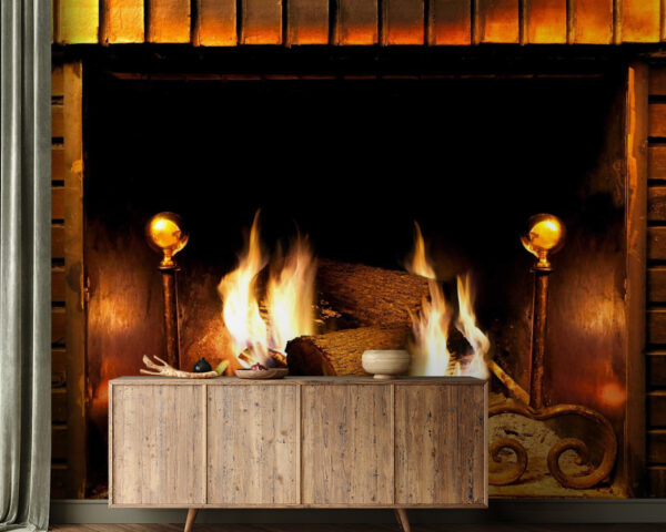 Papel de parede Fogo numa lareira