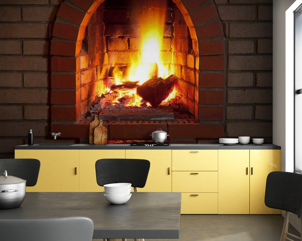 Fireplace with fire in it Fireplace with fire in it