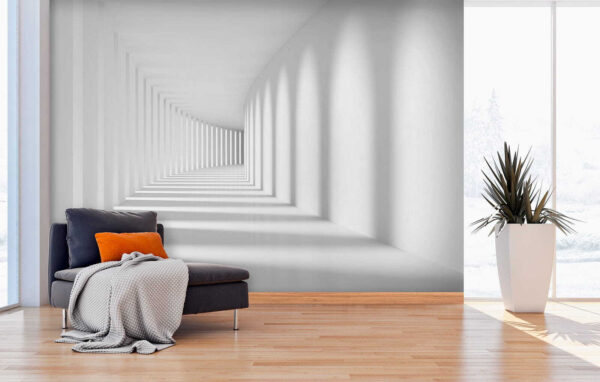 Sala branca com colunas e luz Sala branca com colunas e luz