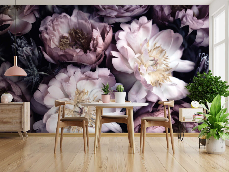Flores elegantes em tons suaves.