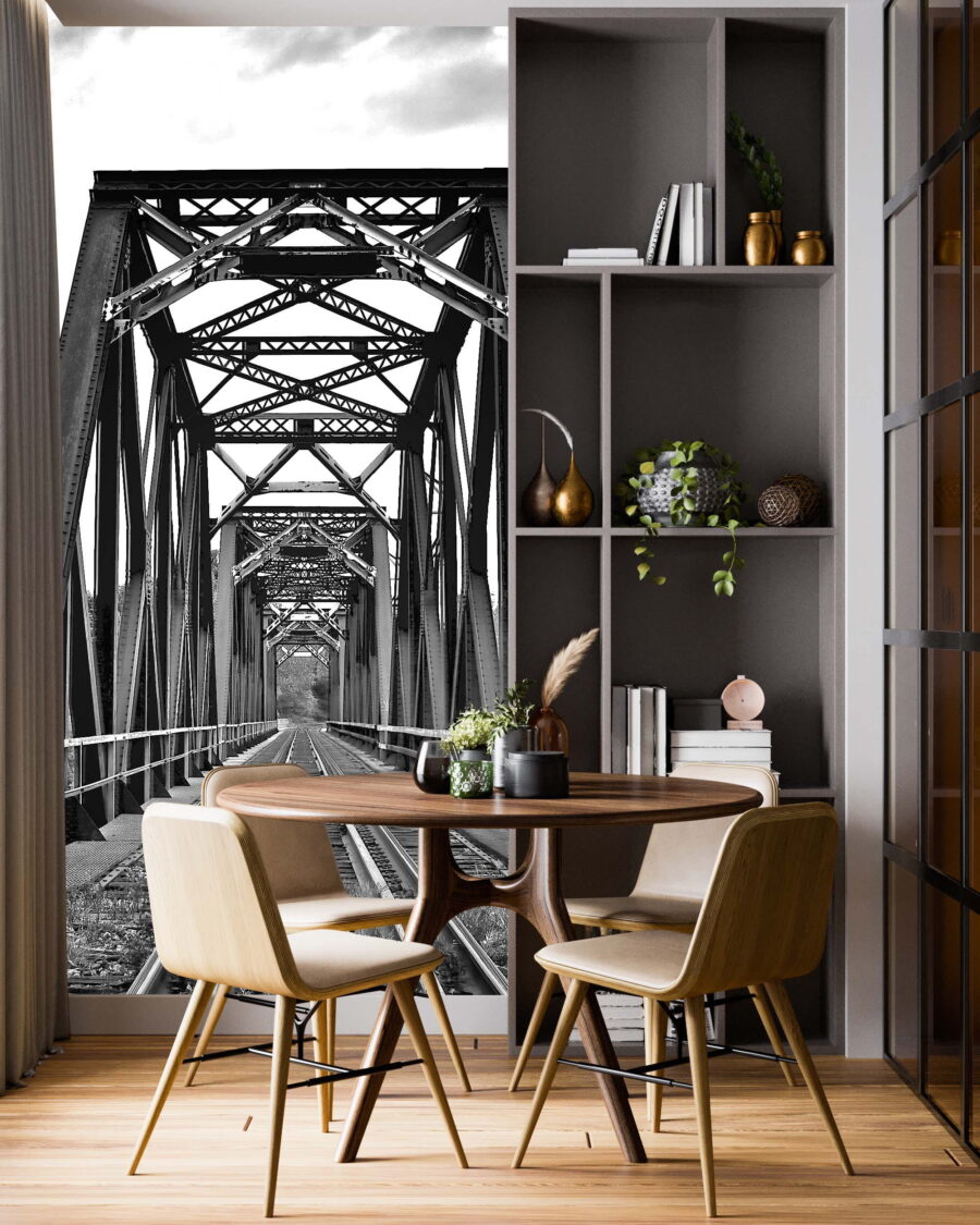 Carris de comboio a atravessar uma ponte