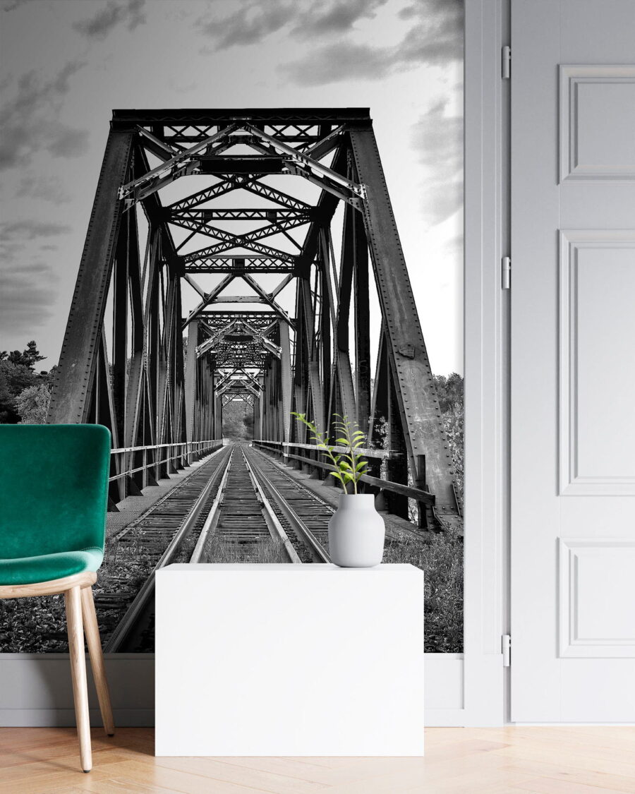 Carris de comboio a atravessar uma ponte