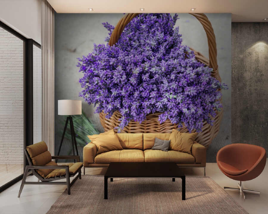 Cesto de flores roxas