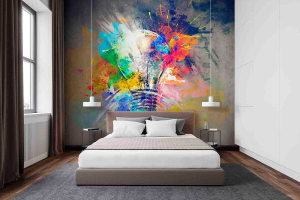 Lâmpada com salpicos de tinta colorida Lâmpada com salpicos de tinta colorida