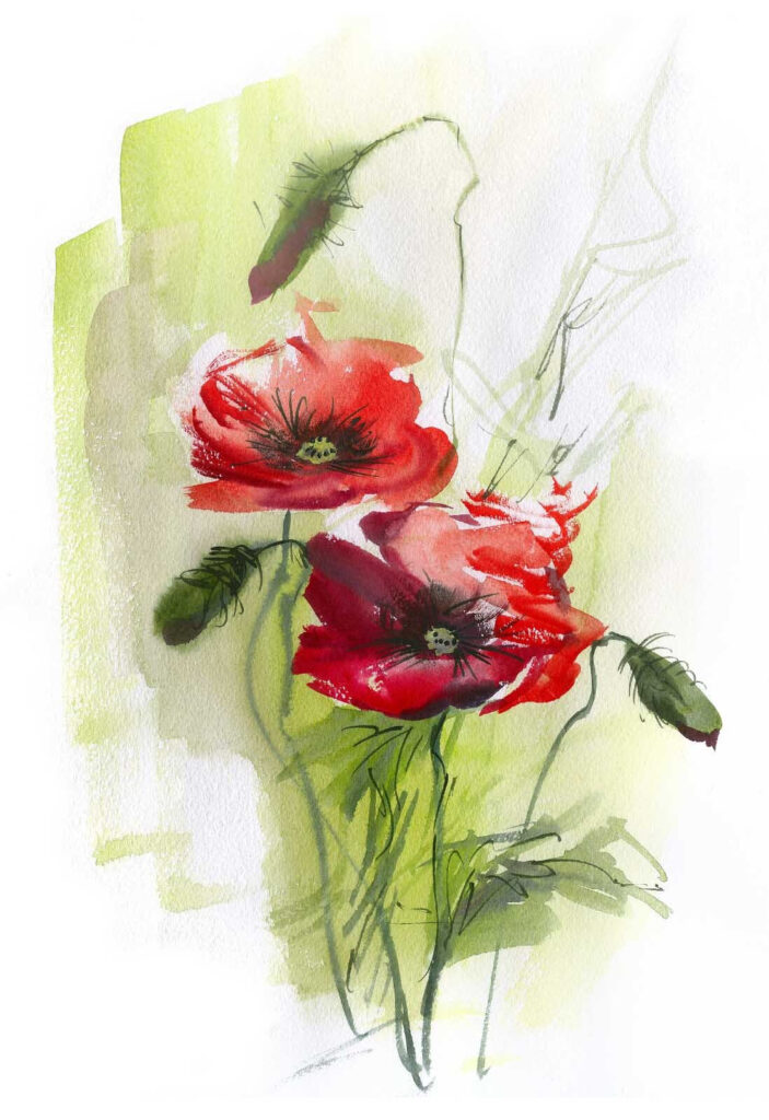 Pintura de flores vermelhas Pintura de flores vermelhas