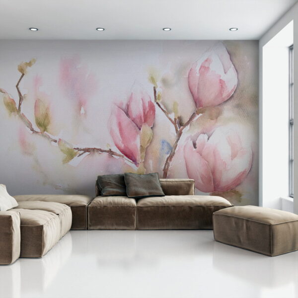 Pintura a aguarela de flores cor-de-rosa Pintura a aguarela de flores cor-de-rosa