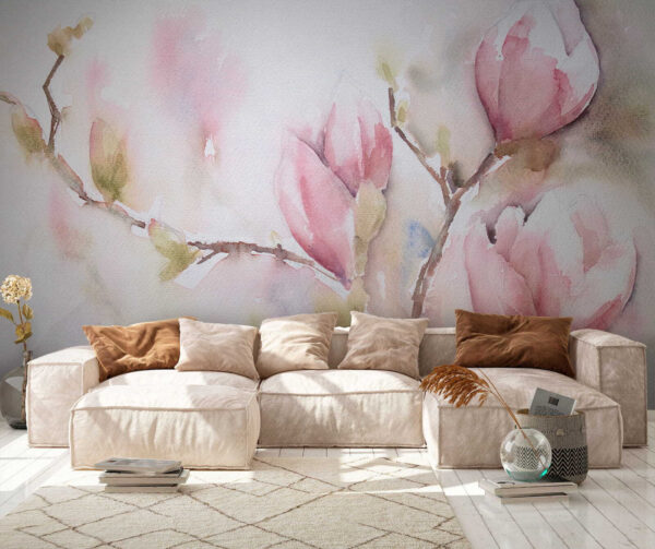 Pintura a aguarela de flores cor-de-rosa Pintura a aguarela de flores cor-de-rosa
