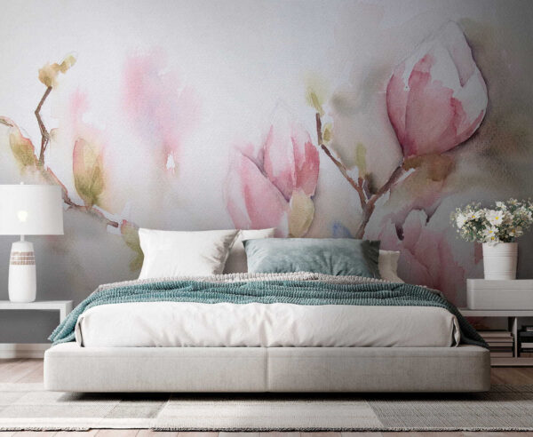 Pintura a aguarela de flores cor-de-rosa Pintura a aguarela de flores cor-de-rosa