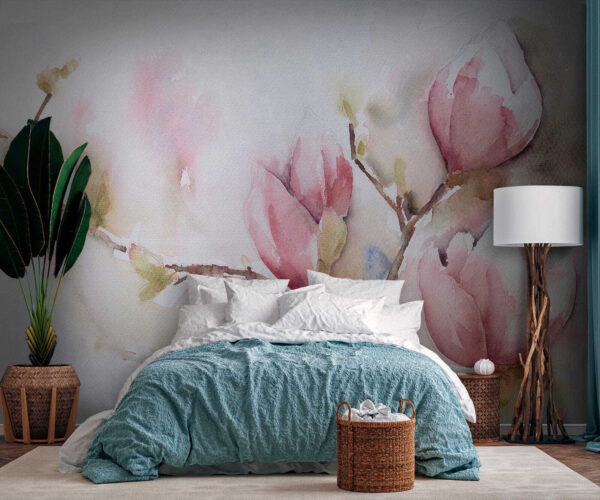 Pintura a aguarela de flores cor-de-rosa Pintura a aguarela de flores cor-de-rosa