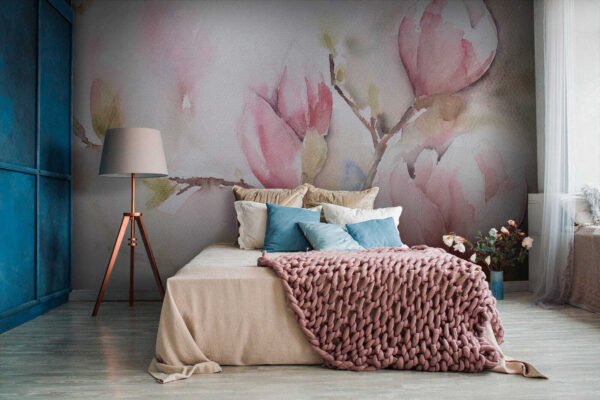 Pintura a aguarela de flores cor-de-rosa Pintura a aguarela de flores cor-de-rosa